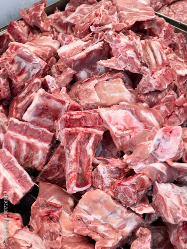 raw pork meat for sale on market