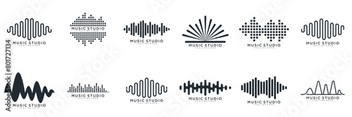 Set of Radio Wave icon. Sound waves set. Modern sound equalizer. Radio wave icons. Volume level symbols. Music frequency. vector illustration