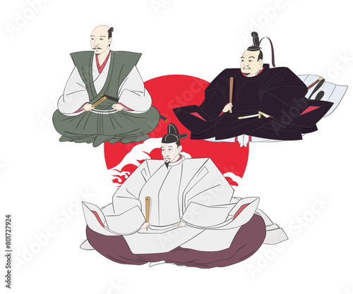 浮世絵　3武将のイメージイラスト