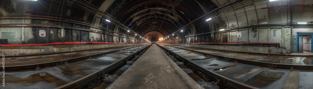 Naklejka premium Construction of an underground subway station urban expansion