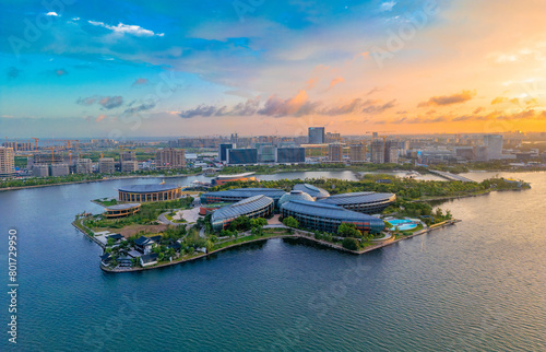 Photography Aerial Photography of the South Island Scenery of Dishui Lake in Lingang New Cit