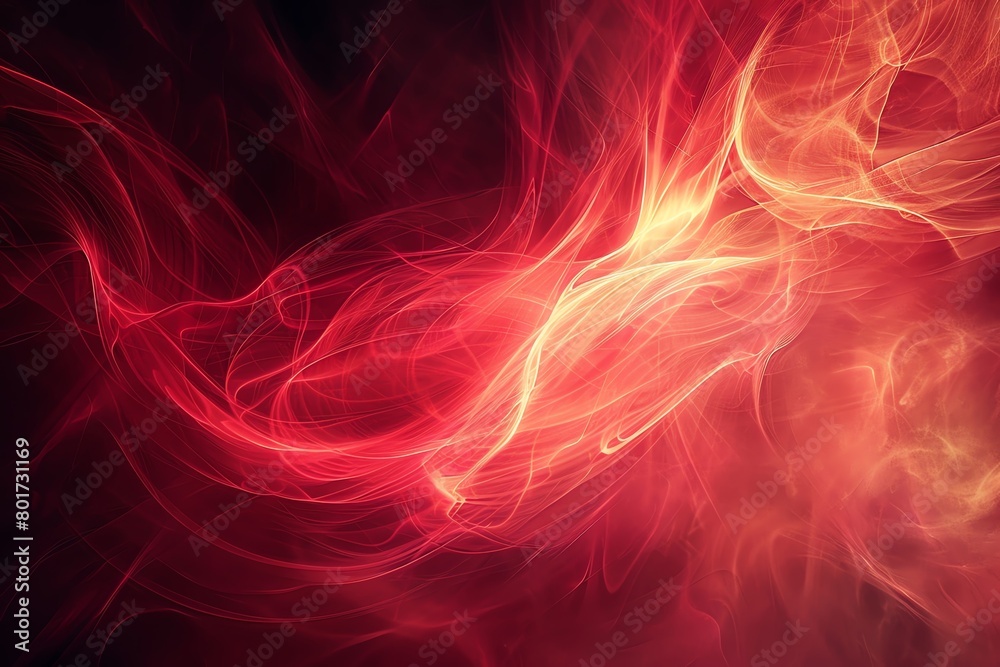 Abstract red streaks creating a fiery visual effect with a central focus area for logos or event details, ideal for themed party invitations