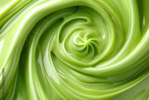 Vibrant lime green swirls in an abstract pattern, featuring ample space for promotional text, ideal for fresh and energetic marketing visuals