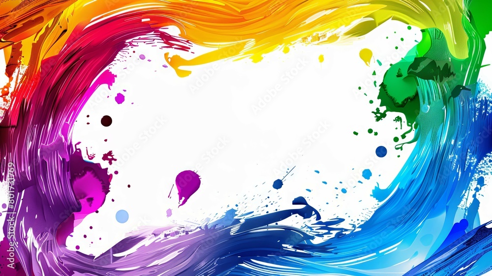 Abstract colorful paint strokes and splats design - A dynamic abstract background with swirling paint strokes and vibrant splatters of color