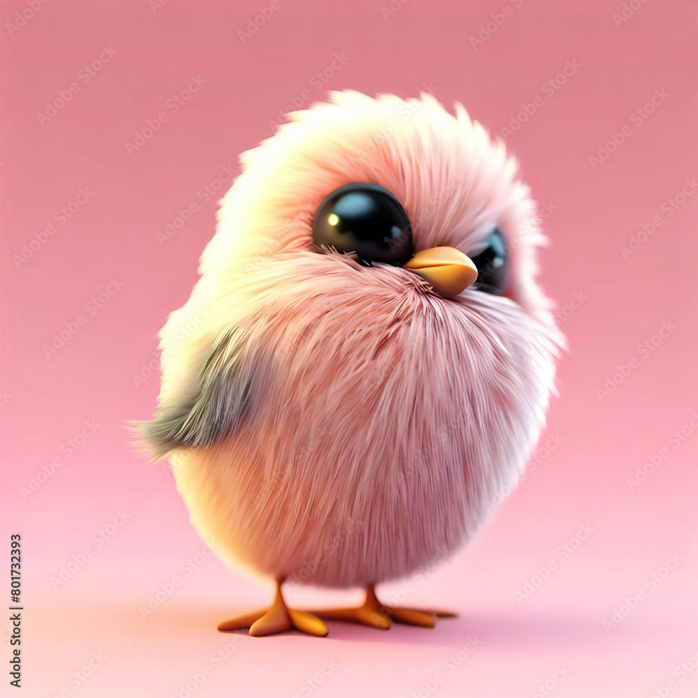 Obraz premium 3D furry forest animal with beautiful colors and white backgroundwith Generative AI technology