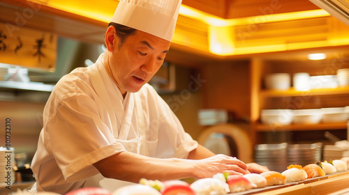 日本の伝統的な寿司職人
