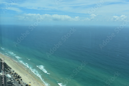 Beach view from the top of a skyrise building photo