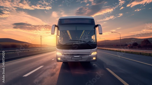 modern bus with a panorama front window