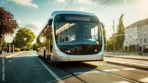 modern bus with a panorama front window