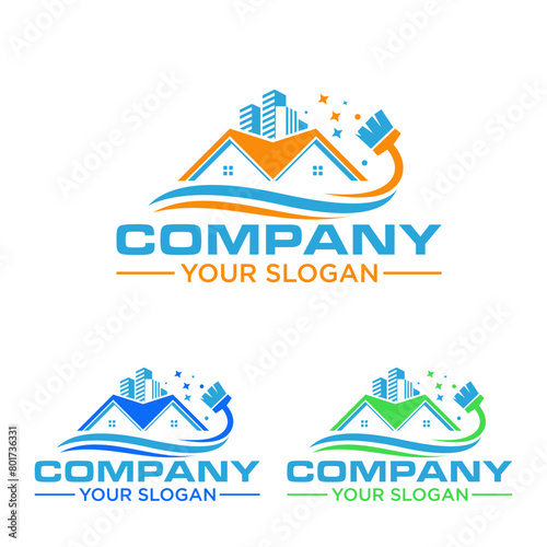 Cleaning Service logo vector template, Clean House logo design