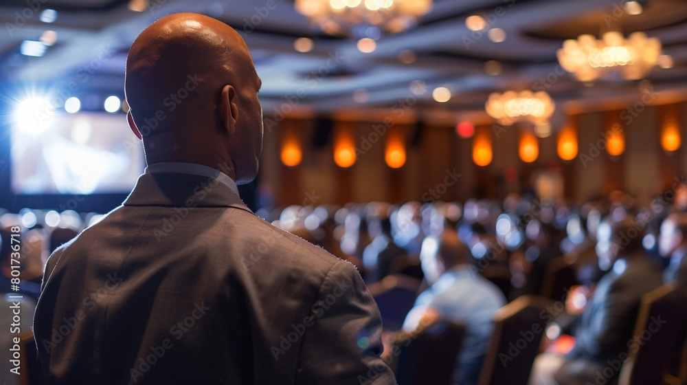 CEO Addressing Emerging Leaders at a High-Stakes Business Summit, Corporate Strategy Focus