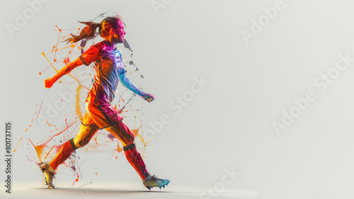 Wallpaper Mural Orange purple geometric form illustration of soccer player celebrating success Torontodigital.ca