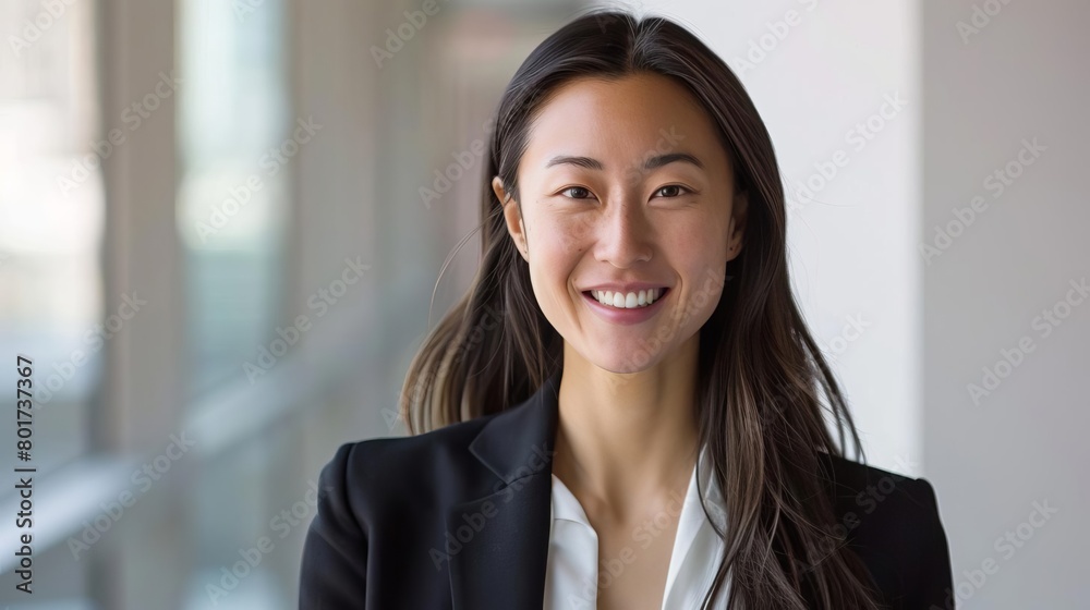 confident young businesswoman smiling at camera professional headshot portrait on white corporate photography