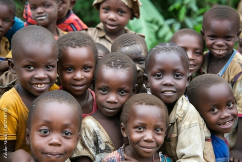 Unidentified Ghanaian little children. Children of Ghana suffer of poverty due to the economic situation photo