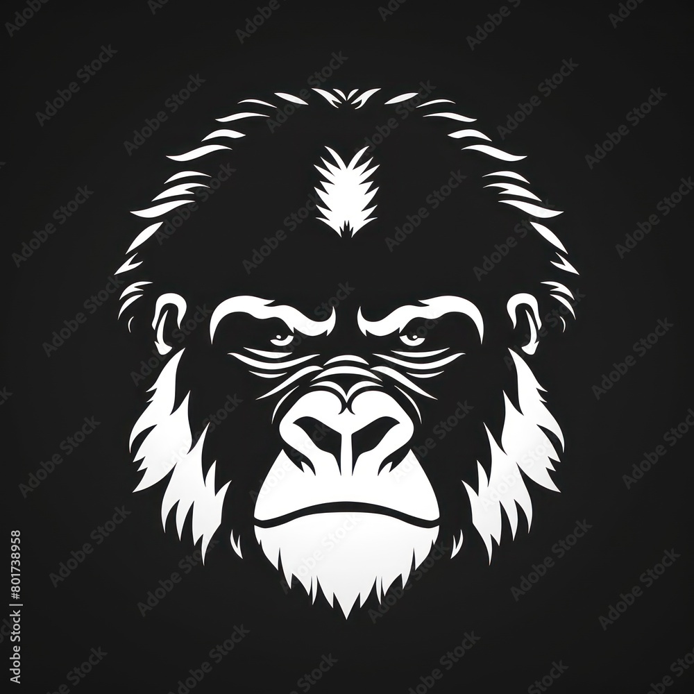 gorilla face logo design on a black background gorilla face logo design on a black background