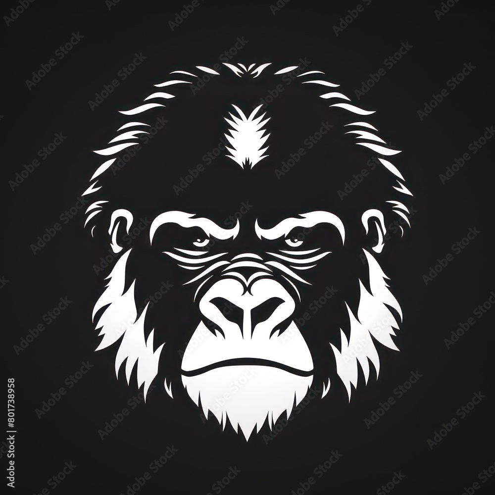  gorilla face logo design on a black background