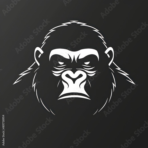  gorilla face logo design on a black background photo