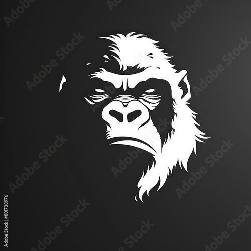  gorilla face logo design on a black background photo