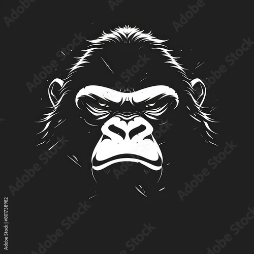  gorilla face logo design on a black background photo