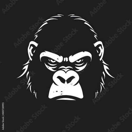  gorilla face logo design on a black background photo