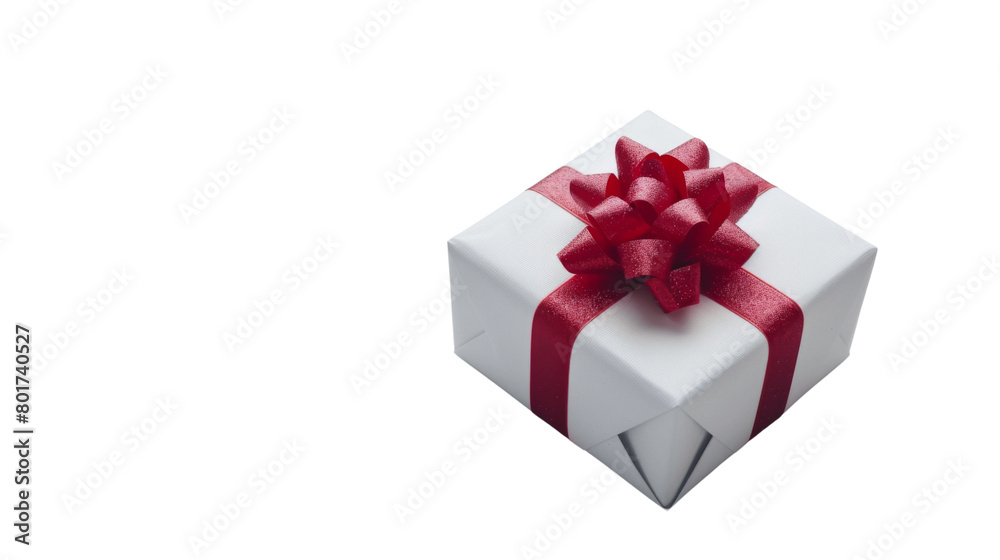 White gift box with red bow White gift box with red bow