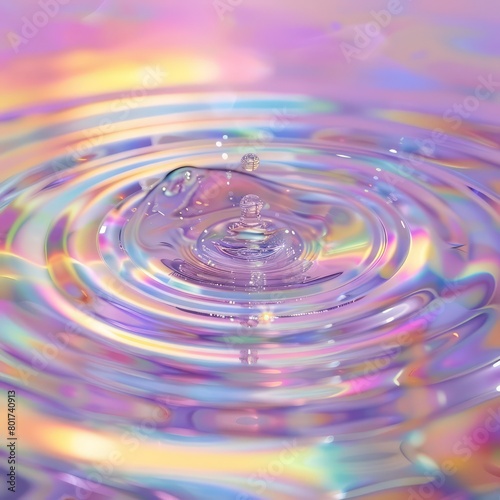 color particles spread out in circles ripples of a drop of water