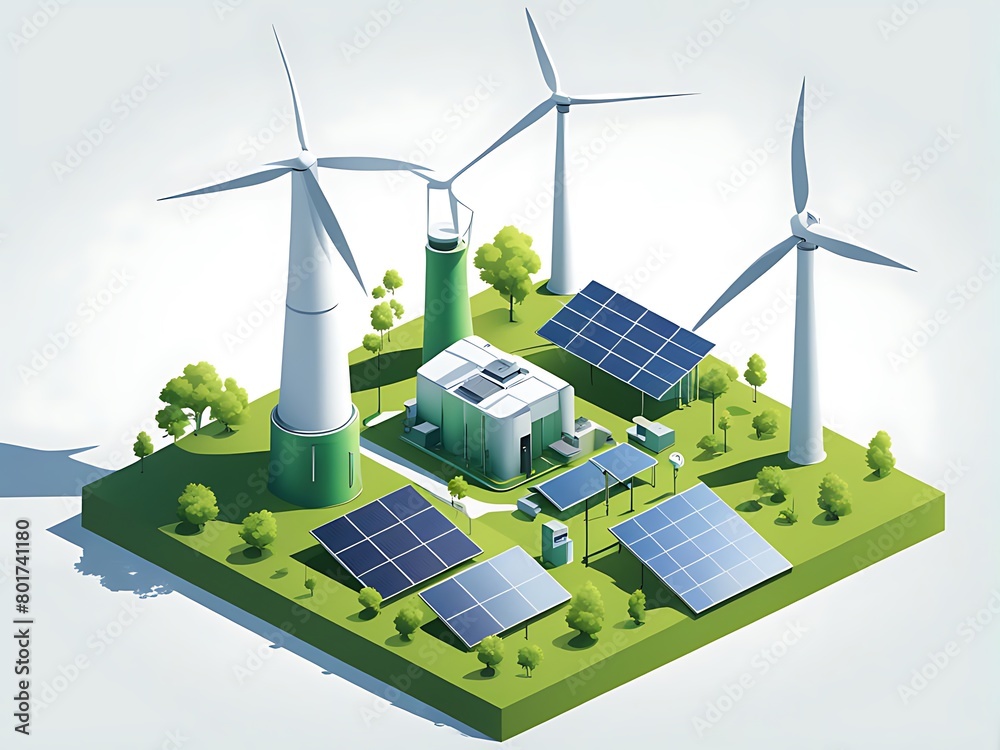 Green hydrogen power plant concept with solar cell and wind turbine ...