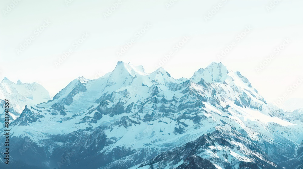 alps mountains dark blue on white background