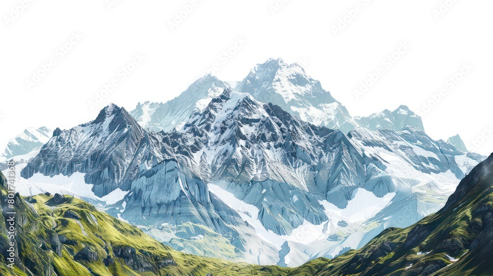 Fototapeta premium alps mountains dark blue on white background