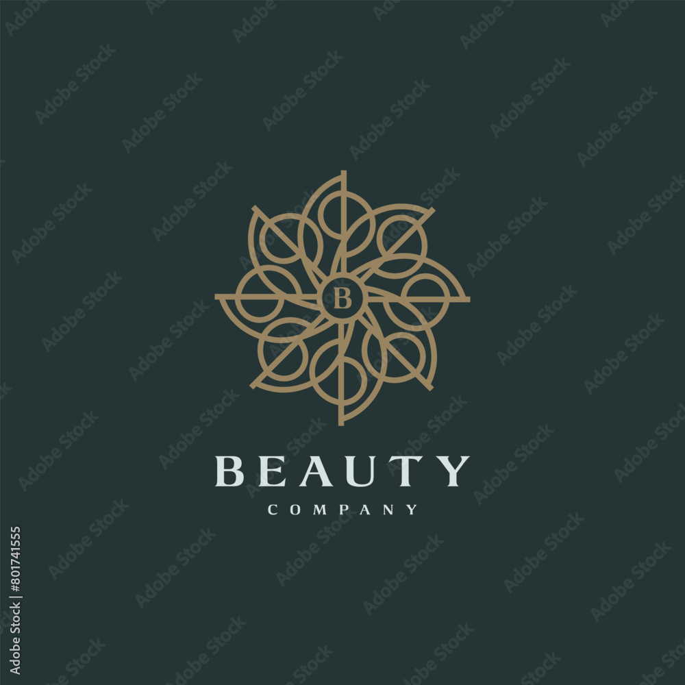 Luxurious logo design of floral beauty with the initial Letter B in the middle Luxurious logo design of floral beauty with the initial Letter B in the middle