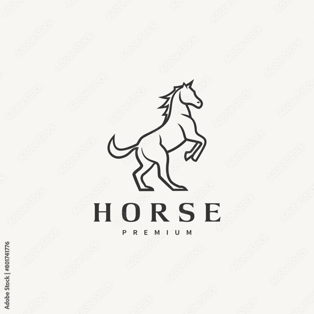 Horse logo design with line art style vector illustration 2