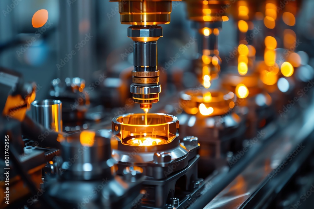 A fastpaced shot of pistons being assembled by robotic arms in an efficient factory A fastpaced shot of pistons being assembled by robotic arms in an efficient factory