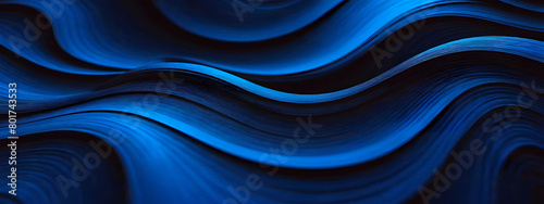 Abstract realistic blue wavy grainy blue background banner with copy space