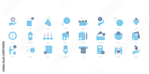 Price icons set. Set of editable stroke icons.Set of Price
