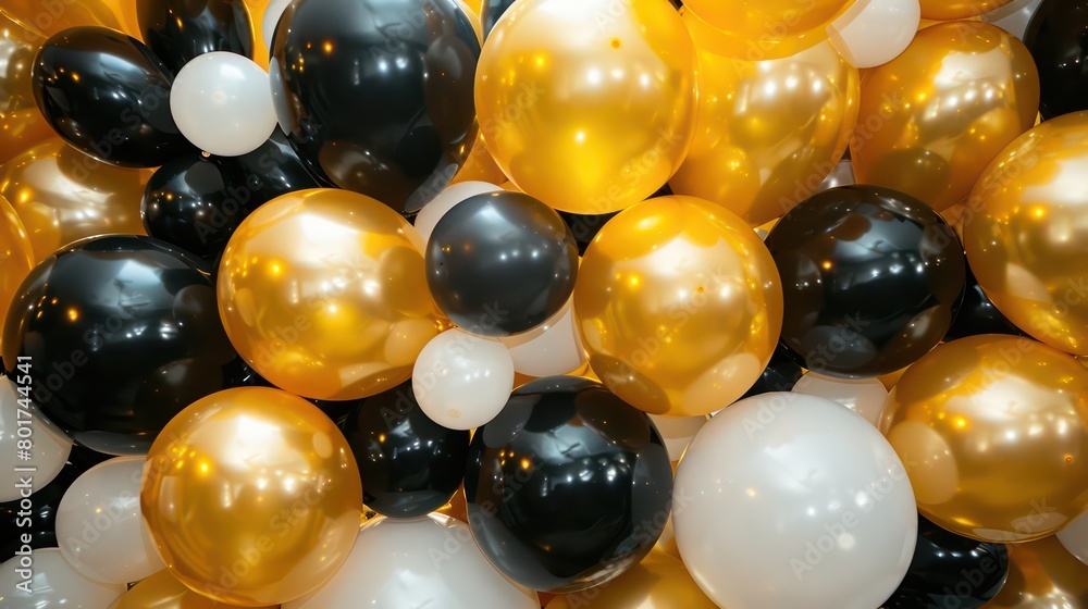 festive gold balloons, black balloons, white balloons festive gold balloons, black balloons, white balloons