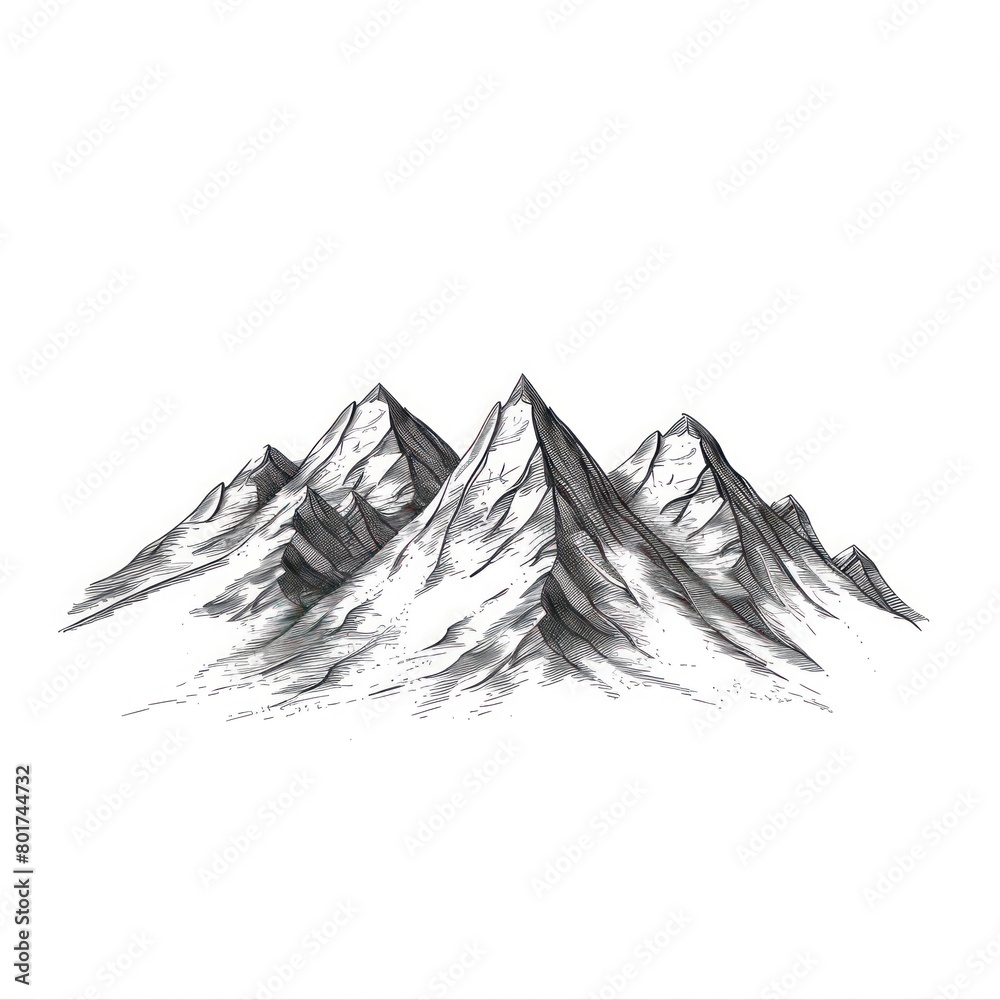hand drawn mountain range as a logo on a white background hand drawn mountain range as a logo on a white background