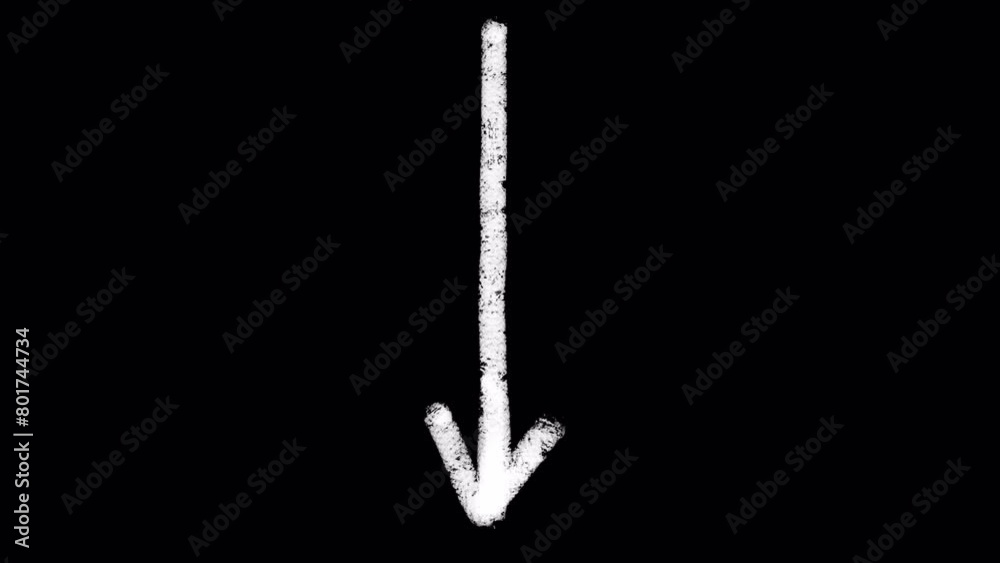A Set of arrows: Hand-drawn animation of an oil crayon or pencil chalk doodling on a transparent background, alpha channel.