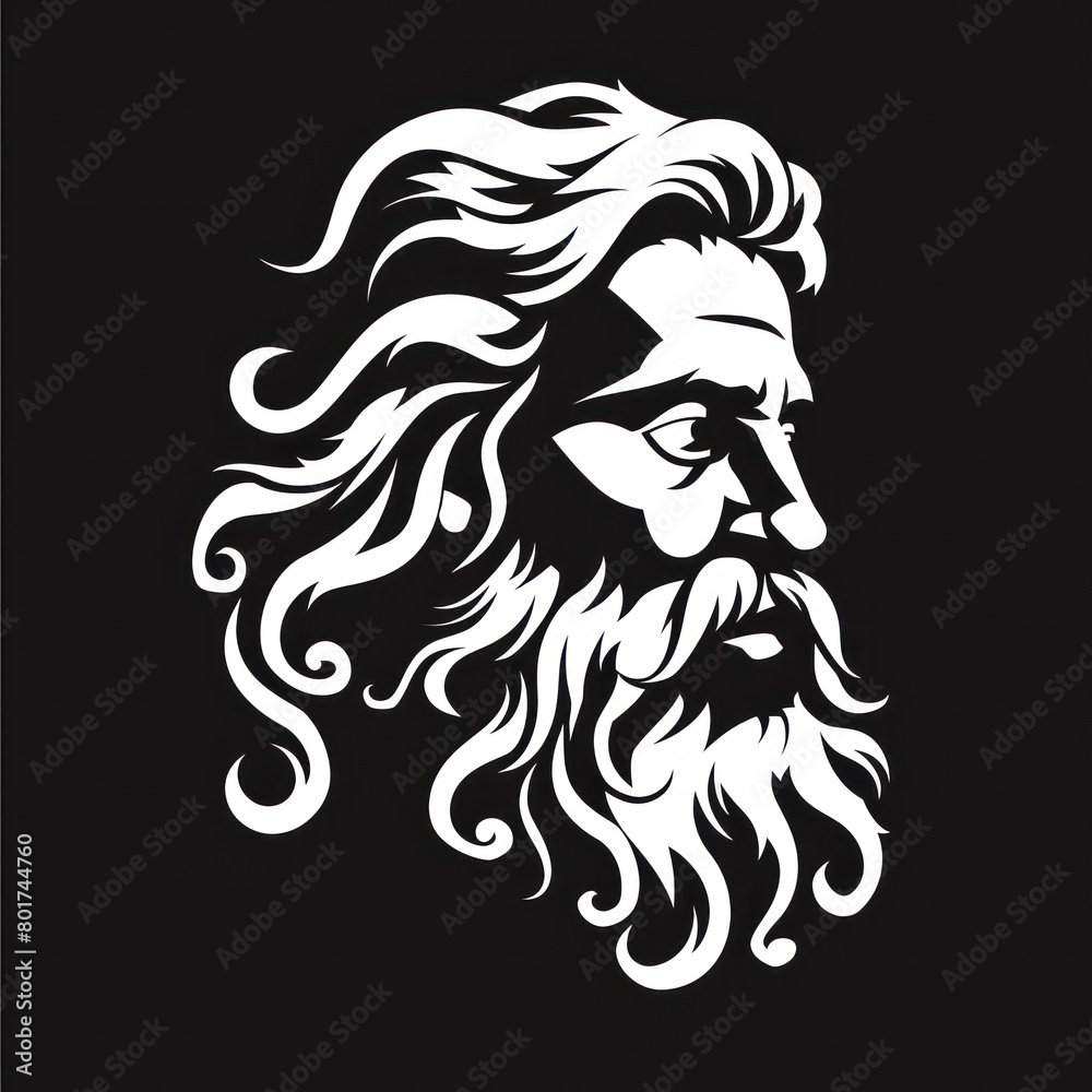 zeus head, white on black vector logo zeus head, white on black vector logo