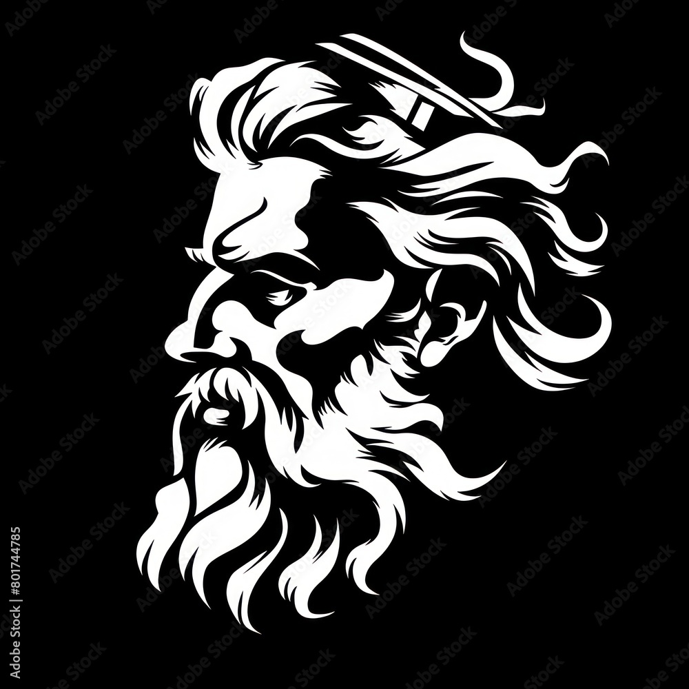 zeus head, white on black vector logo zeus head, white on black vector logo