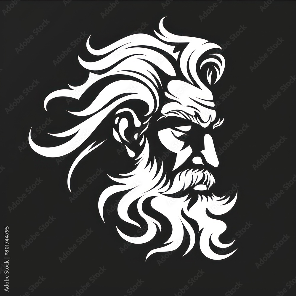 Obraz premium zeus head, white on black vector logo