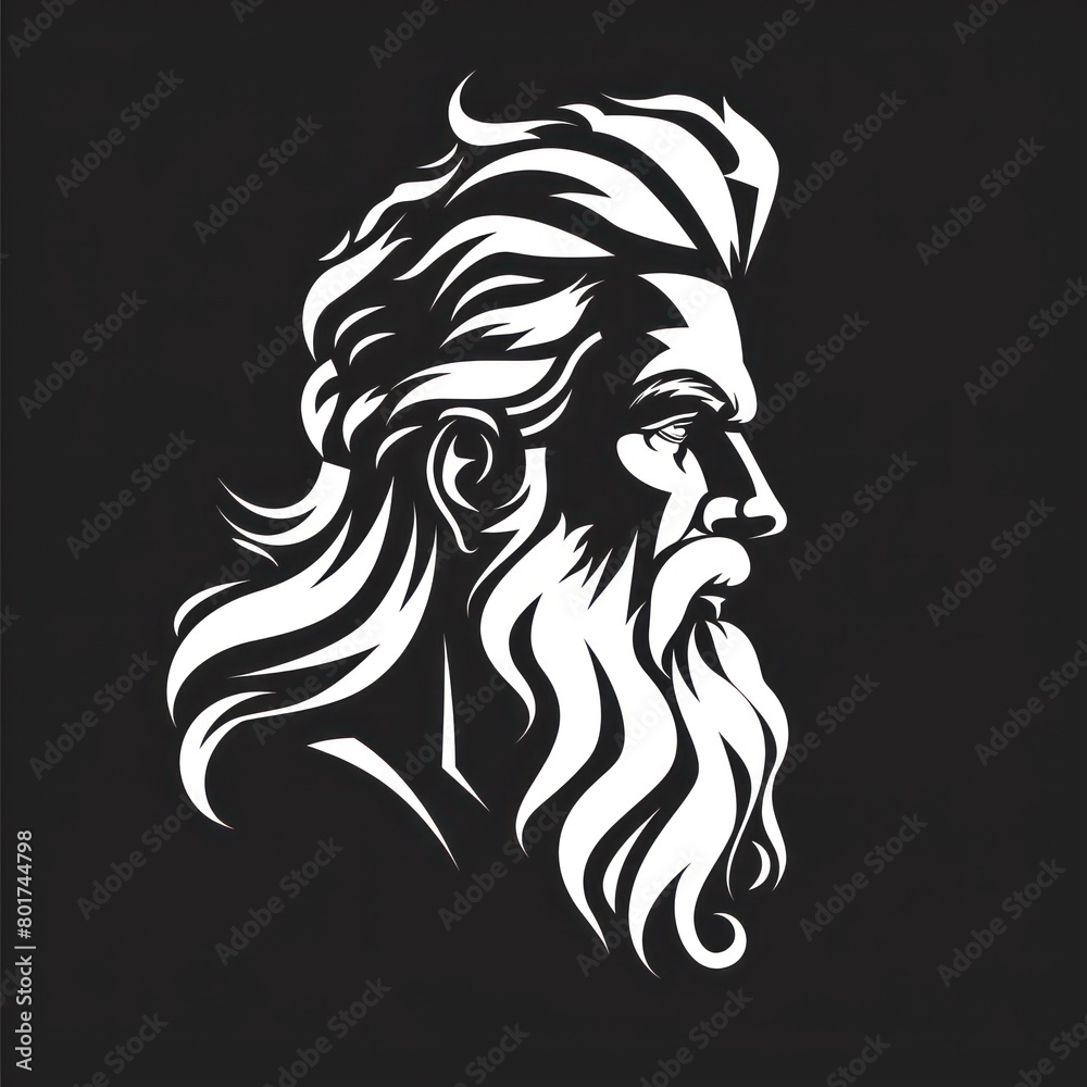 zeus head, white on black vector logo zeus head, white on black vector logo