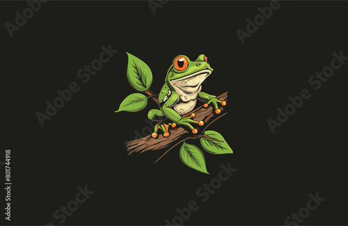 Frog leaf vector illustration flat design logo photo