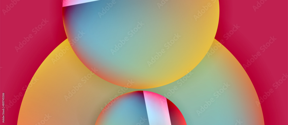 A closeup of a vibrant balloon in electric blue, magenta, and other colorful tints and shades, against a red background. This art piece exudes colorfulness and party supply vibes
