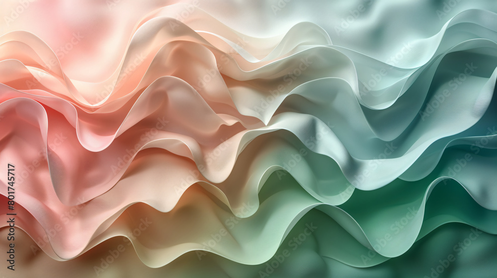 Soft Pastel Abstract Waves in Pink, Green, and Blue for Calming Modern Decor
