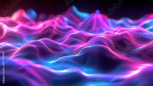an abstract a blue and pink wave
