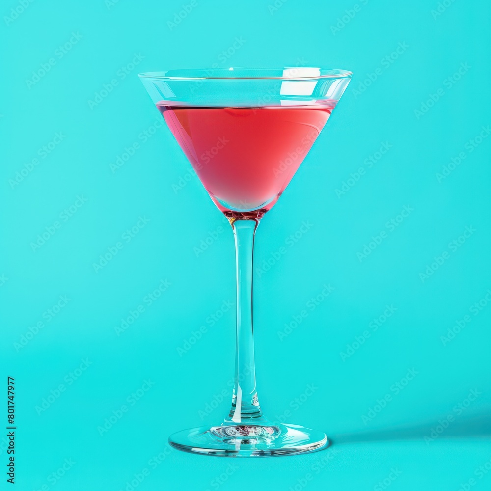 pink cocktail in glass on blue background pink cocktail in glass on blue background