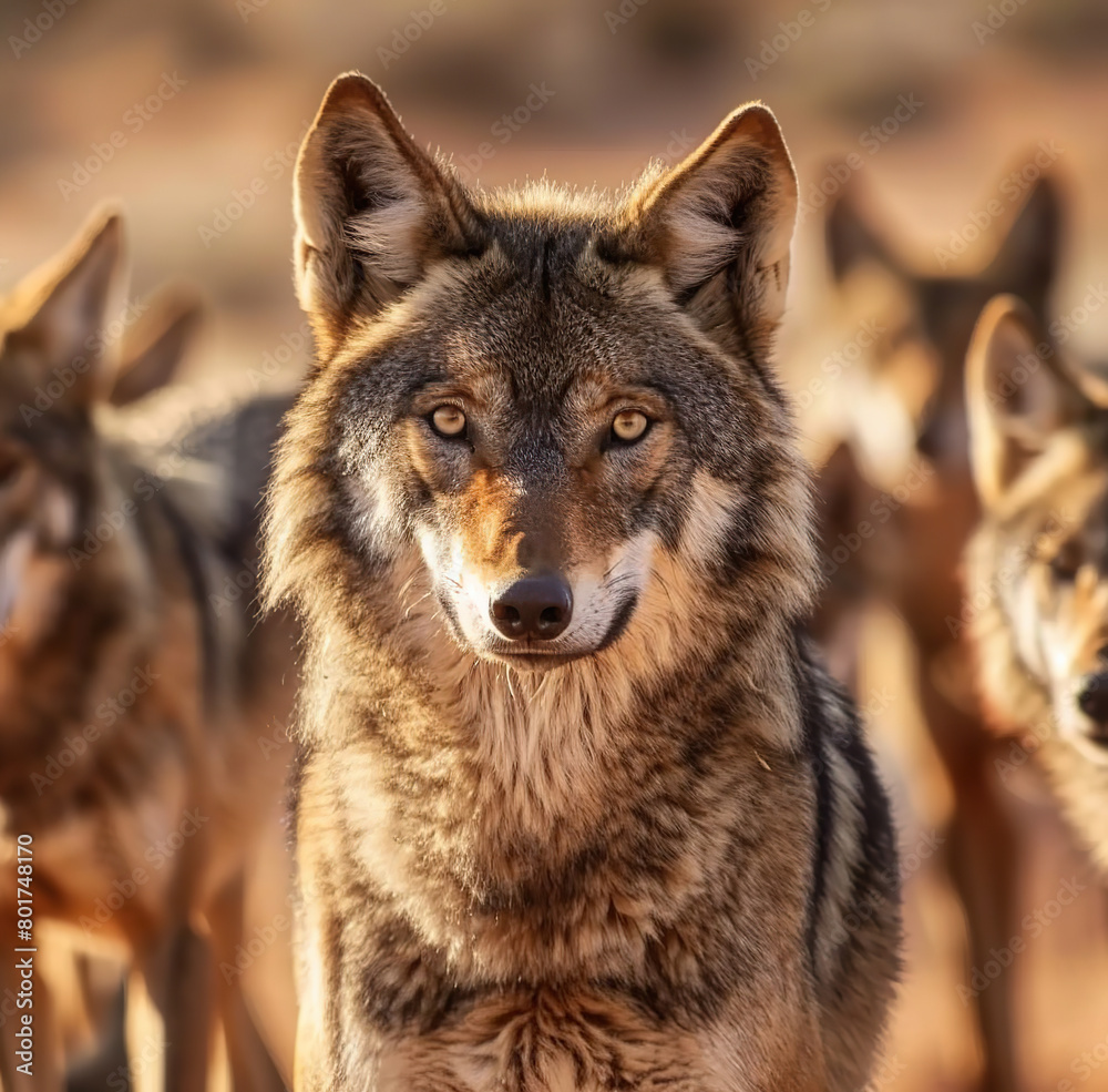 Arabian Wolf Canis Lupus Arabs Staring on the Camera Arabian Wolf Canis Lupus Arabs Staring on the Camera
