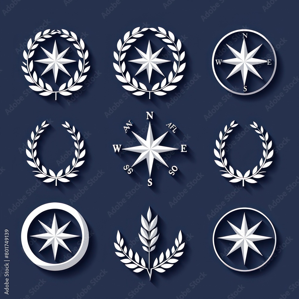 navy symbols icons on blue background, rounded design navy symbols icons on blue background, rounded design