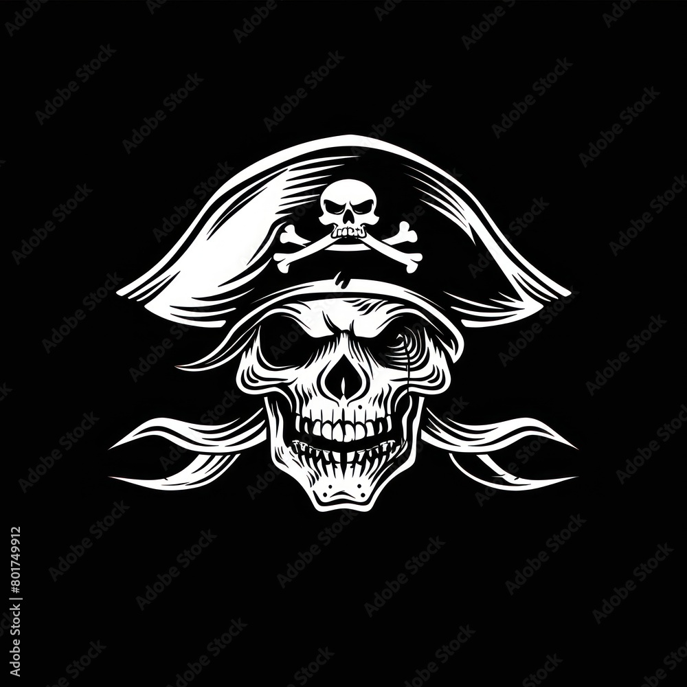 pirate skull symbol on black background pirate skull symbol on black background