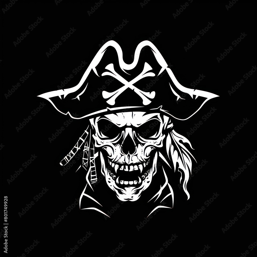 pirate skull symbol on black background pirate skull symbol on black background